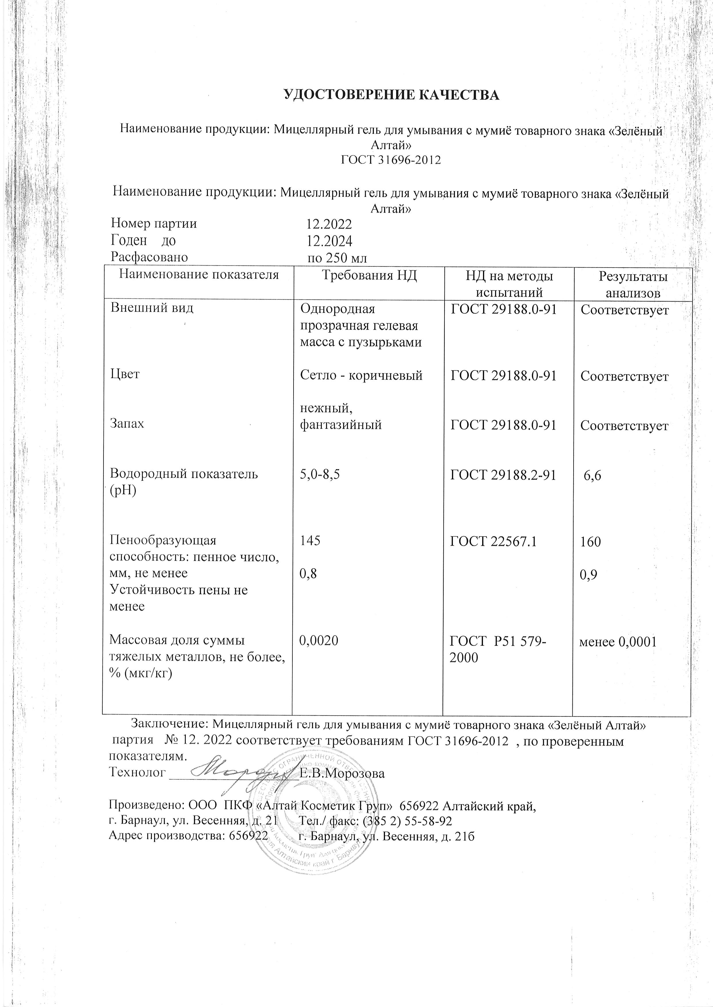 Паспорт №122022